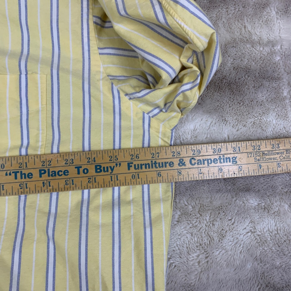 Ralph Lauren Golf Tilden Shirt Mens XL Yellow Blue Striped Cotton Oxford Crest - Picture 3 of 9